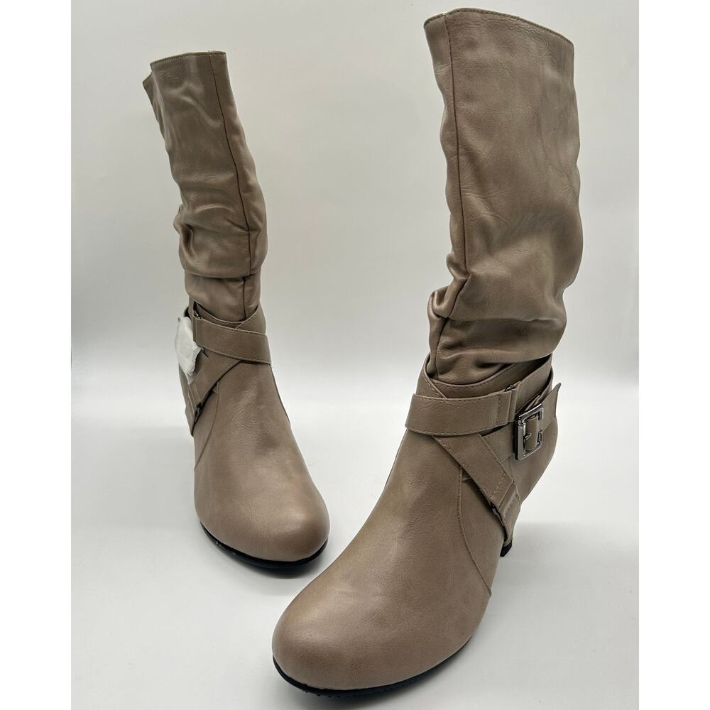 Forever Boots Womens‎ 10 Tan Bibi-5 Kitty Heel Calf High Riding Boots NEW